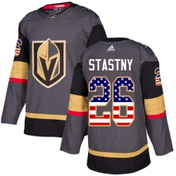 Youth Adidas Vegas Golden Knights 26 Paul Stastny Authentic Gray USA Flag Fashion NHL Jersey 