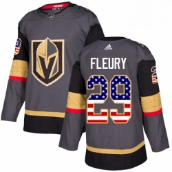 Youth Adidas Vegas Golden Knights 29 Marc Andre Fleury Authentic Gray USA Flag Fashion NHL Jersey 