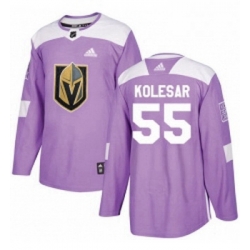 Youth Adidas Vegas Golden Knights 55 Keegan Kolesar Authentic Purple Fights Cancer Practice NHL Jersey 