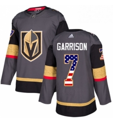 Youth Adidas Vegas Golden Knights 7 Jason Garrison Authentic Gray USA Flag Fashion NHL Jersey 