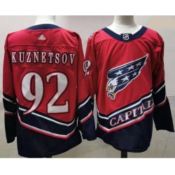 Men Washington Capitals 92 Evgeny Kuznetsov Red 2020 21 Reverse Retro Adidas Jersey