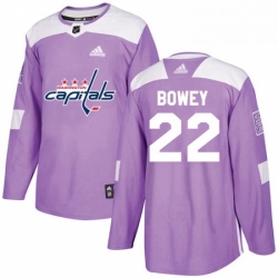 Mens Adidas Washington Capitals 22 Madison Bowey Authentic Purple Fights Cancer Practice NHL Jersey 