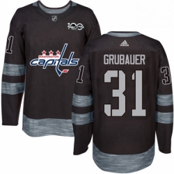 Mens Adidas Washington Capitals 31 Philipp Grubauer Premier Black 1917 2017 100th Anniversary NHL Jersey 