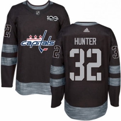 Mens Adidas Washington Capitals 32 Dale Hunter Premier Black 1917 2017 100th Anniversary NHL Jersey 