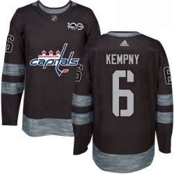 Mens Adidas Washington Capitals 6 Michal Kempny Authentic Black 1917 2017 100th Anniversary NHL Jerse