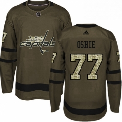 Mens Adidas Washington Capitals 77 TJ Oshie Premier Green Salute to Service NHL Jersey 
