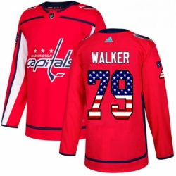 Mens Adidas Washington Capitals 79 Nathan Walker Authentic Red USA Flag Fashion NHL Jersey 
