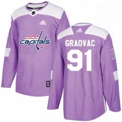 Mens Adidas Washington Capitals 91 Tyler Graovac Authentic Purple Fights Cancer Practice NHL Jersey 