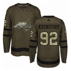 Mens Adidas Washington Capitals 92 Evgeny Kuznetsov Authentic Green Salute to Service NHL Jersey 