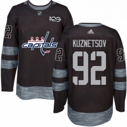 Mens Adidas Washington Capitals 92 Evgeny Kuznetsov Premier Black 1917 2017 100th Anniversary NHL Jersey 