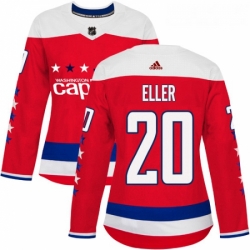 Womens Adidas Washington Capitals 20 Lars Eller Authentic Red Alternate NHL Jersey 