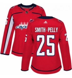 Womens Adidas Washington Capitals 25 Devante Smith Pelly Authentic Red Home NHL Jersey 