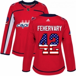 Womens Adidas Washington Capitals 42 Martin Fehervary Authentic Red USA Flag Fashion NHL Jerse