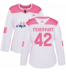 Womens Adidas Washington Capitals 42 Martin Fehervary Authentic White Pink Fashion NHL Jerse