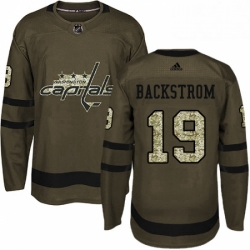 Youth Adidas Washington Capitals 19 Nicklas Backstrom Premier Green Salute to Service NHL Jersey 