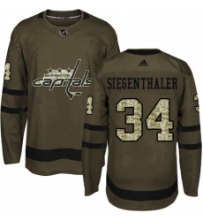 Youth Adidas Washington Capitals 34 Jonas Siegenthaler Premier Green Salute to Service NHL Jersey 