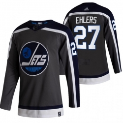Men Winnipeg Jets 27 Nikolaj Ehlers Black Adidas 2020 21 Reverse Retro Alternate NHL Jersey