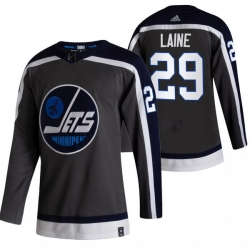Men Winnipeg Jets 29 Patrik Laine Black Adidas 2020 21 Reverse Retro Alternate NHL Jersey