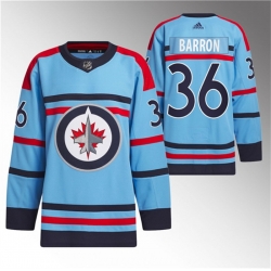 Men Winnipeg Jets 36 Morgan Barron Light Blue Anniversary Primegreen Stitched Jersey