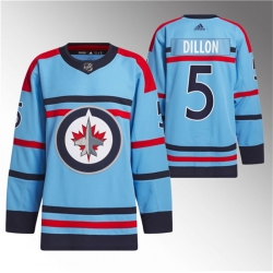 Men Winnipeg Jets 5 Brenden Dillon Light Blue Anniversary Primegreen Stitched Jersey