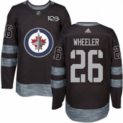 Mens Adidas Winnipeg Jets 26 Blake Wheeler Authentic Black 1917 2017 100th Anniversary NHL Jersey 