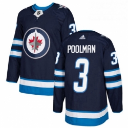 Mens Adidas Winnipeg Jets 3 Tucker Poolman Premier Navy Blue Home NHL Jersey 