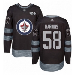 Mens Adidas Winnipeg Jets 58 Jansen Harkins Authentic Black 1917 2017 100th Anniversary NHL Jersey 