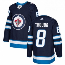 Mens Adidas Winnipeg Jets 8 Jacob Trouba Premier Navy Blue Home NHL Jersey 