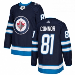 Mens Adidas Winnipeg Jets 81 Kyle Connor Authentic Navy Blue Home NHL Jersey 