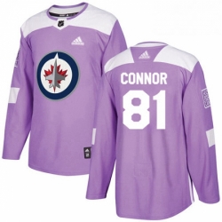Mens Adidas Winnipeg Jets 81 Kyle Connor Authentic Purple Fights Cancer Practice NHL Jersey 