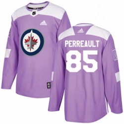 Mens Adidas Winnipeg Jets 85 Mathieu Perreault Authentic Purple Fights Cancer Practice NHL Jersey 