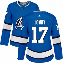 Womens Adidas Winnipeg Jets 17 Adam Lowry Authentic Blue Alternate NHL Jersey 