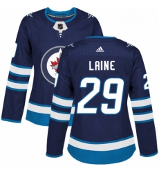 Womens Adidas Winnipeg Jets 29 Patrik Laine Authentic Navy Blue Home NHL Jersey 