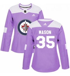 Womens Adidas Winnipeg Jets 35 Steve Mason Authentic Purple Fights Cancer Practice NHL Jersey 