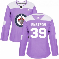 Womens Adidas Winnipeg Jets 39 Tobias Enstrom Authentic Purple Fights Cancer Practice NHL Jersey 