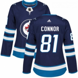 Womens Adidas Winnipeg Jets 81 Kyle Connor Authentic Navy Blue Home NHL Jersey 