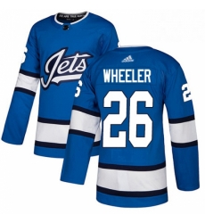 Youth Adidas Winnipeg Jets 26 Blake Wheeler Authentic Blue Alternate NHL Jersey 