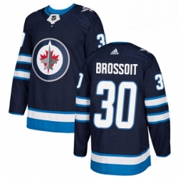 Youth Adidas Winnipeg Jets 30 Laurent Brossoit Authentic Navy Blue Home NHL Jersey 