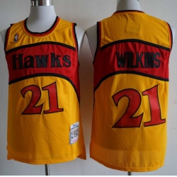 Atlanta Hawks 21 Dominique Wilkins Orange 1986 87 Hardwood Classics Jersey