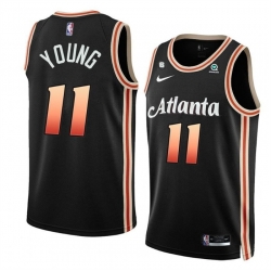 Men Atlanta Hawks 11 Trae Young Black 2022 23 City Edition With NO 6 Patch Stitched Jersey