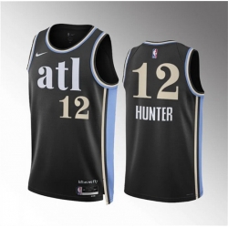 Men Atlanta Hawks 12 De 27Andre Hunter 2023 24 Black City Edition Stitched Basketball Jersey