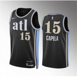 Men Atlanta Hawks 15 Clint Capela 2023 24 Black City Edition Stitched Basketball Jersey