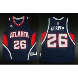Men Atlanta Hawks 26 Kyle Korver Navy Stitched Basketball Jersey