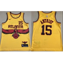 Men Atlanta Hawks Carmero Anthony #15 Yellow City Edition Stitched Jersey