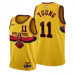 Men Nike Atlanta Hawks #11 Trae Young Yellow 2021 Gold City Edition Stitched NBA Jersey