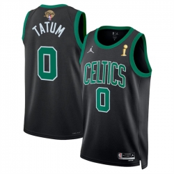 Men Boston Celtics 0 Jayson Tatum Black 2024 Finals Champions Statement Edition Stitched Basketball Jersey