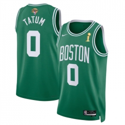 Men Boston Celtics 0 Jayson Tatum Green 2024 Finals Champions Icon Edition Stitched Basketball Jersey