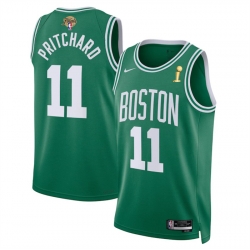 Men Boston Celtics 11 Payton Pritchard Kelly Green 2024 Finals Champions Icon Edition Stitched Basketball Jersey