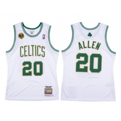 Men Boston Celtics 20 Ray Allen White Throwback 2008 09 Stitched Jersey