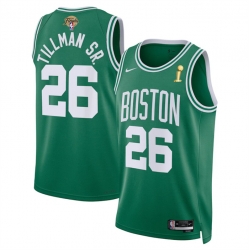 Men Boston Celtics 26 Xavier Tillman Sr  Kelly Green 2024 Finals Champions Icon Edition Stitched Basketball Jersey